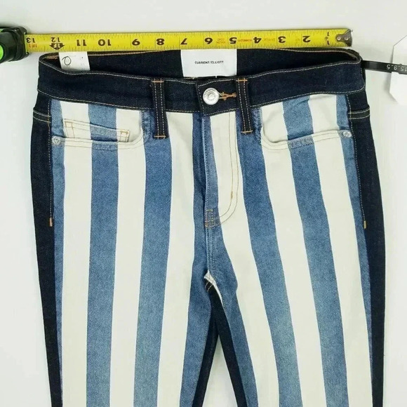 Current Elliott 23X27 The High Waist Stiletto Blue Denim The Bay Strip C Jeans - Picture 2 of 12